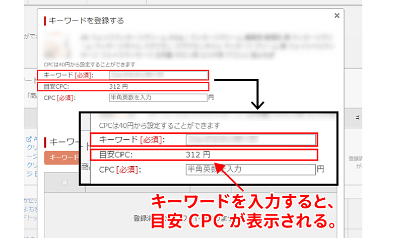 どれくらいのCPCでRPP広告で自社商品が掲載できるのか目安CPCを算出する機能がRMSにあります